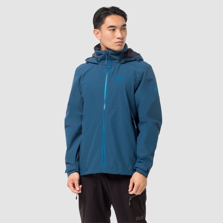 Chamarra Hardshell Jack Wolfskin Evandale Hombre Azul Marino Mexico-6715418